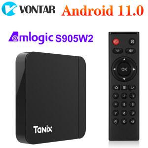 셋톱 박스 듀얼 와이파이 미디어 플레이어 Tanix W2 스마트 TV 안드로이드 11 Amlogic S905W2 4GB 64GB 32G 2GB 16GB 지지대 H 265 AV1