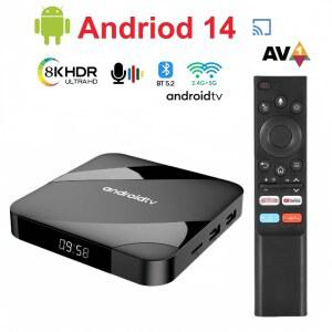 셋톱 박스 ATV 안드로이드 14 스마트 TV 쿼드 코어 듀얼 와이파이 음성 리모컨 미디어 플레이어 4GB 64GB AV1 S905W2 8K 4K 2GB 16GB
