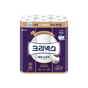 크리넥스 천연펄프 3겹 데코앤소프트, 37m, 24롤, 1개