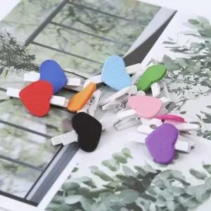 미니 나무 폴라로이드 하트 사진 집게 10p 화이트 귀 (WFGU7IX)