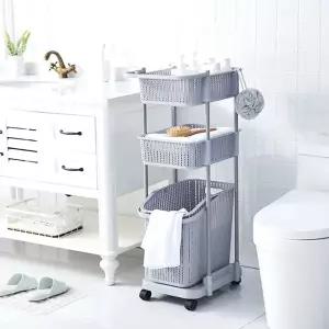 [하프클럽/알티피아]빨래바구니 바퀴 주방카드 이동식 그레이 트롤리 3단