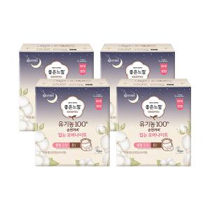 좋은느낌 유기농100%순면커버 입는 오버나이트, 중형, 8매, 4개