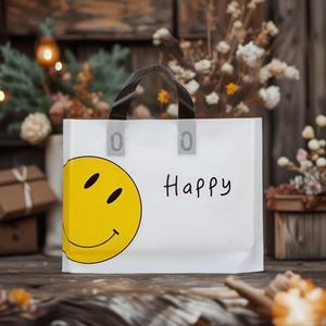 노리스  50p 스마일 비닐 쇼핑백 투명 손잡이 비닐백 PE 답례품 가방 선물 봉지 포장 봉투