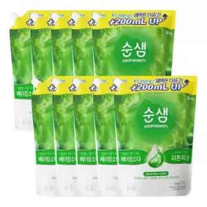 애경 순샘 베이킹 피톤치드 리필 1.4L x10 /주방세제