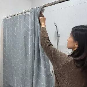 비닐 80x180 방수 헤링본 샤워커튼 그레이 비닐커튼 가림막커튼 샤워파티션 샤워실커튼