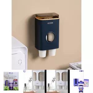 (2구) 종이컵 디스펜서/접착식/컵홀더/받침대/보관함/꽂이/스텐딩/보호대/컵걸이/자동컵/디스펜서대/수납