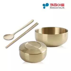티타늄 이중식기세트 수저+밥공기+국대접 식기세트 1인그릇 1인그릇세트 그릇 밥그릇 혼밥