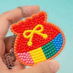 [오피스스쿨] 민화 KC인증 새해 보석십자수 키링 (3종택1) 보석십자수 새해키링만들기 큐빅비즈십자수 취미생활 아크릴굿즈 명절만들기 새해만들기
