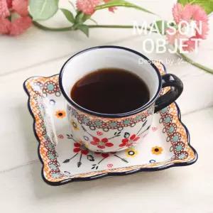 프라카 폴란드풍 도자기 사각 커피잔 세트