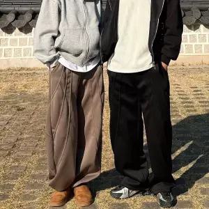 [신세계라이브쇼핑][옷자락] 여자 남자 사선 절개 극세모 스트링 겨울츄리닝 바지