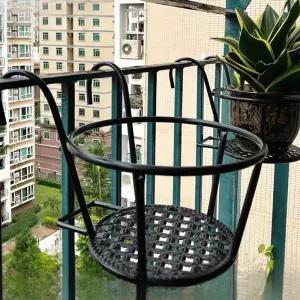 베란다 철제 화분걸이 다육이 블랙 꽃꽂이 진열대 원형 난간