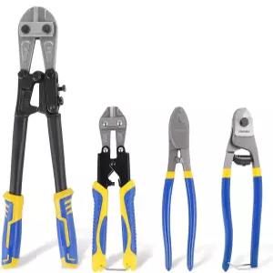 에버툴즈 4p 볼트 커터 플라이어 세트 헤비 듀티 14인치 및 8인치 와이어 케이블 미니 잠금장치 철선