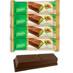 쿠나파 35g이 들어간 미니 두바이 초콜릿 바 피스타치오 (4팩) - 터키 밀크 딜라이트