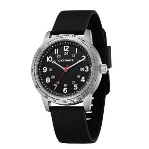 OXFANITE 남성용 U2019 실리콘 밴드 풀 숫자 다이얼 아날로그 쿼츠 시계로 읽기 쉬운 밀리터리 스타일의 스포티한 시계