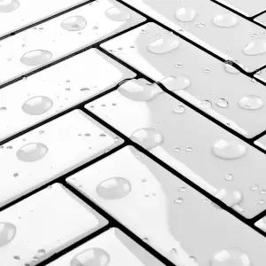 주방 벽 욕실 샤워를 위한 라이브리닌 화이트 헤링본 서브웨이 타일 필 앤 스틱 백스플래시 렌터 친화적인