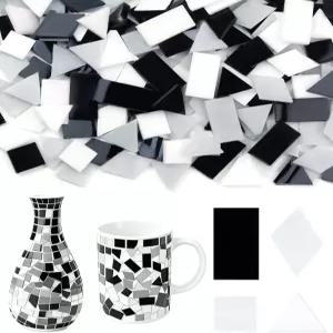 파이비제로 260g 공예용 유리 모자이크 타일 - 300피스 작은 키트 DIY 공예 보석용 불규칙 조각 코스터