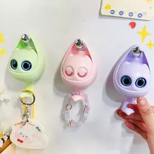 무타공 접착식 다용도 눈깜박 고양이 후크 걸이 옷걸이 행거 가방걸이 정리