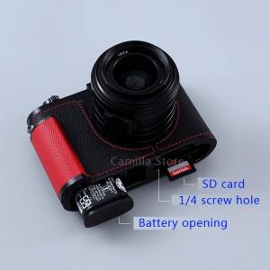 도니식 핸드워크 사진 카메라 호환 가죽 가방 바디 박스 케이스 Leica Q3 핸드 그립 보호 슬리브 1/4 나사
