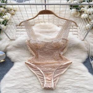 SsTss 여성용 섹시한 레이스 캐미솔 V넥 점프수트, 민소매 슬림핏 메쉬 하의, 다목적 바디수트 탱크탑, 패