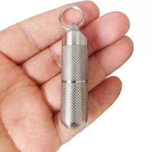 에피차오 2구획 디자인 티타늄 휴대용 열쇠고리 알약 홀더 방수 상자 용기 여행용 미니 정리함