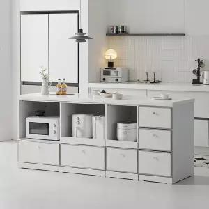 나무뜰 노바 미드센츄리 E0 인조대리석 폭깊은 광파오븐 서랍 렌지 아일랜드 홈바 식탁 2000 MWF385C