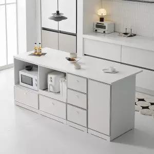 나무뜰 노바 미드센츄리 E0 폭깊은 광파오븐 서랍 수납 아일랜드 홈바 식탁 2000X750 MWF380C