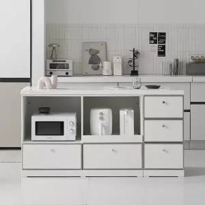 나무뜰 노바 미드센츄리 E0 인조대리석 폭깊은 광파오븐 서랍 아일랜드 홈바 식탁 1600 MWF376C