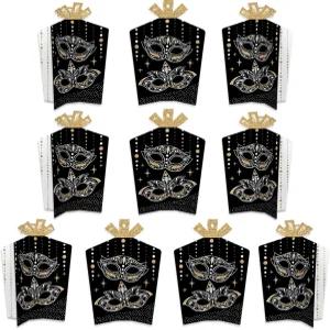 행복의 빅 닷 가면극 - 테이블 장식 베네치아 가면 파티 폴드 및 플레어 센터피스 10 카운트