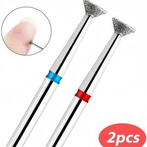 고급 다이아몬드 네일 아트 드릴 비트 2피스 세트 불꽃 모양 식 연마 헤드 큐티클 청소