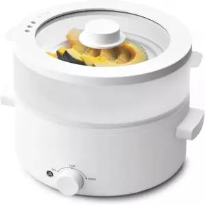 요리용 전기 찜기 2L 세라믹 글레이즈 논스틱 냄비 듀얼 파워 다기능 쿠커 스테이크 파스타 전골 라면 급속