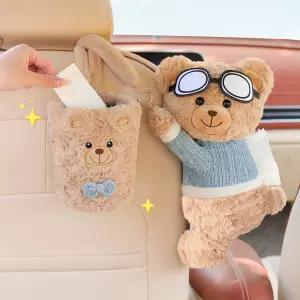 차량용 휴지걸이 휴지케이스 자동차 티슈커버 티슈케이스 휴지통 쓰레기통 곰돌이 인형