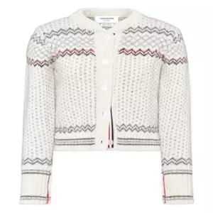 25FW 톰브라운 여성 페어아일 자카드 크롭 가디건 FKC677AY1506100 WHITE BPG