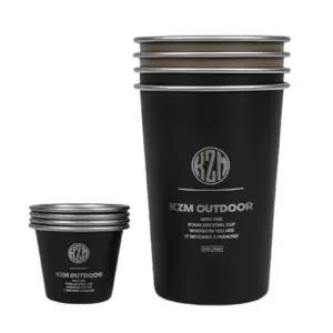 카즈미 스텐컵 캠핑 물컵 소주잔 케이스 세트 8p야외 야영용 캠핑용 등산