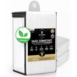 4팩 매트쉴드 맥스 컴포트 베개 보호대, 킹 u2014 지퍼, 100% 방수, 코튼 테리 표면, 조용하고 통기성이 좋은 커버