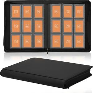 탑로더 바인더 트레이딩 카드 보관 288장의 9포켓 슬리브 포함 3 x4 단단한 하드 케이스 (9블랙)