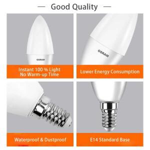 오스람 LED 값 클래식 B 전구 3.3W 827 220V 젖빛 유리 램프 E14 베이스 2700K  흰색 실내 주택 거실 조명