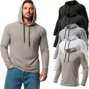 어거스트 앨리 5팩 남성 빅 앤 톨 후드 롱 슬리브 경량 스웨트 셔츠 운동 풀오버 멀티팩