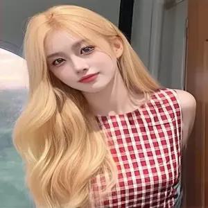 여자 웨이브 스타일 인모 긴머리 패션가발 금발 WFHWUGQ