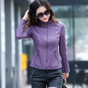 스웨이드 자켓 재킷 봄 가을 점퍼 아우터 카라 양 가죽 여성 2025 년 평상복 패션 바이크 오토바이 스트리