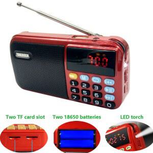 초소형 블루투스 스피커 C 803 2개의 18650 배터리 슬롯 LED 손전등 TF 카드 휴대용 Bluetooh FM 라디오 무선 USB