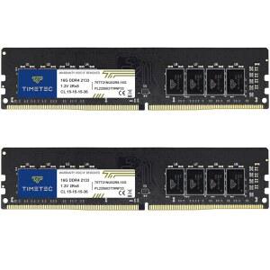 타임텍 32GB KIT(2x16GB) DDR4 2133MHz PC4-17000 비-ECC 언버퍼링 1.2V CL15 2Rx8 듀얼 랭크 288 핀 UDIMM 데스크톱 PC 컴퓨터 메모리 RAM 모듈 업그레이드(32GB KIT(2x16GB))