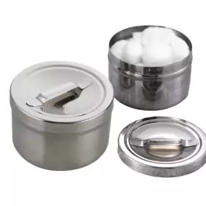 스텐 원형 보관통 소형 위생 밀폐 알콜솜통 면봉 거즈 코튼 패드 병원 네일샵 소독통 솜통