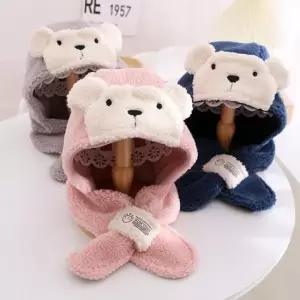 [라일리] Rly 유아 아동 어린이 곰뽀글귀달이머플러 귀도리모자  44669486)