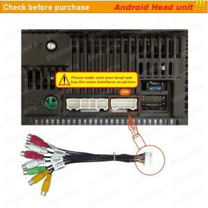 안드로이드 헤드 유닛용 20핀 오디오 RCA 케이블 배선 하네스 커넥터 서브우퍼 출력 CVBS 비디오 Aux In  C