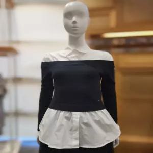 [플라스틱아일랜드] 플라스틱아일랜드 니트덧장배색블라우스 PR1KL131