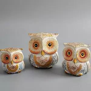 발리에서온 BXO490Z8 클레오 목각 부엉이 장식소품 3P