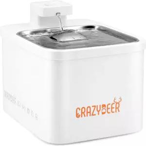 스테인리스 트레이가 있는 크레이지디어 고양이 분수 - 고양이용 자동 급수기 4L/135온스 무선 배터리 작동