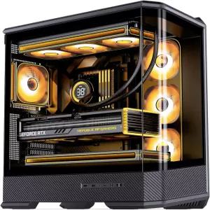 JONSBO D400 블랙 ATX 미드 타워 PC 케이스 3차원 베벨 곡선 유리 디자인 데스크톱 컴퓨터 지원 BTF