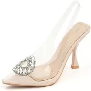 여성 슬링백을 위한 제니 아도르 클리어 힐 3인치 편안한 스타일레토 샌들 펌프스 웨딩 파티 드레스 슈즈