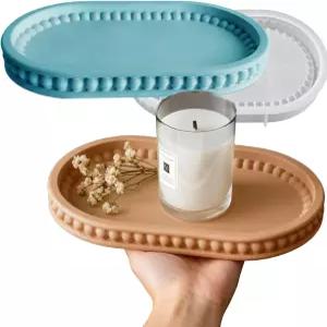 레진 콘크리트용 웨하우스 타원형 비즈 트레이 실리콘 몰드 용기 에폭시 주조 캔들 홀더 주얼리 장신구